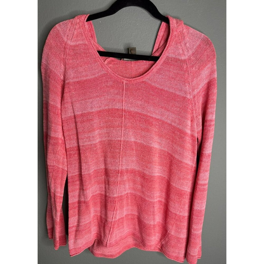 Tommy Bahama Women's Medium Linen Cotton Hooded Pullover Sweater Knit Pink - Picture 7 of 8